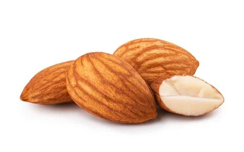 Almonds isolated on white background Stock Photos