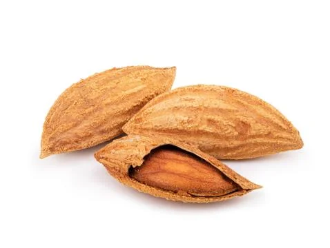 Almonds isolated on white background Stock Photos