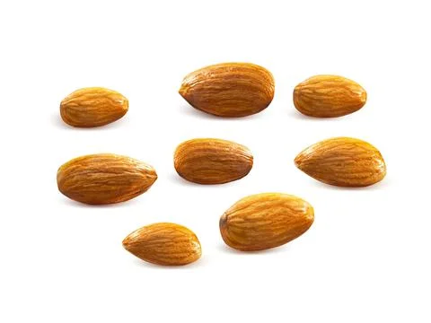 Almonds isolated on white background Stock Photos