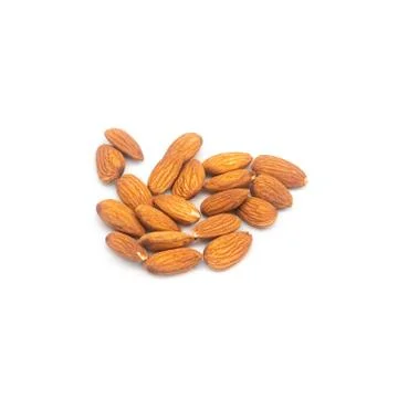 Almonds isolated on white background. Selective focused. Stock Photos
