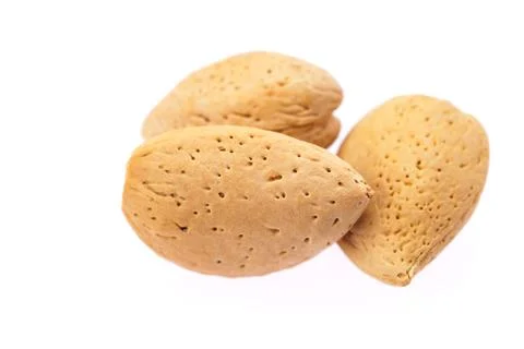 Almonds isolated on white Stock Photos