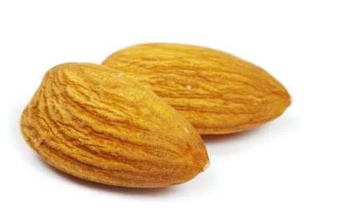 Almonds isolated on a white Foto stock