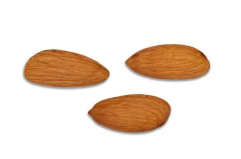 Almonds isolated on a white surface Stock Photos