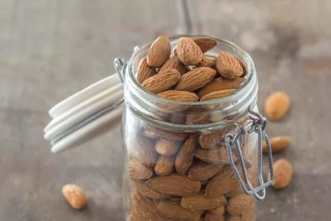 Almonds in a jar Stock Photos