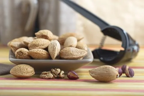 Almonds with kernel Stock Photos