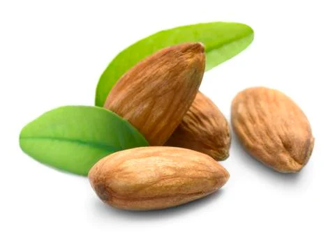 Almonds with leaves Stock Photos