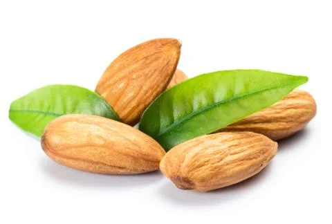 Almonds with leaves Stock Photos