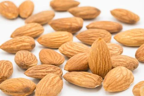Almonds nut isolated on white background. Stock Photos
