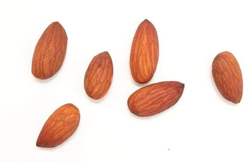 Almonds nut isolated on white background Fotos Stock