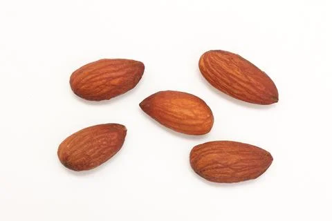 Almonds nut isolated on white background Stockfoto's