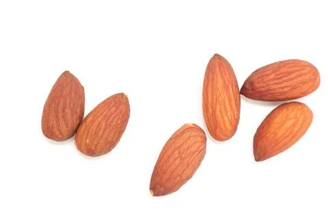 Almonds nut isolated on white background Fotos Stock