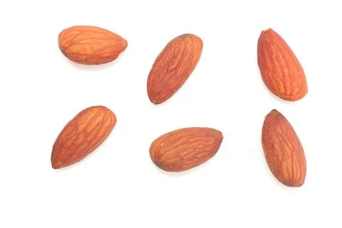Almonds nut isolated on white background Stockfoto's