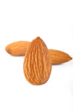 Almonds nut on white Stock Photos