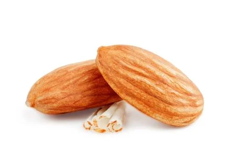 Almonds nuts isolated on white background Stock Photos