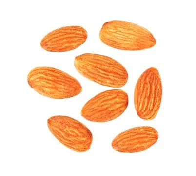 Almonds nuts isolated on white background Stock Photos