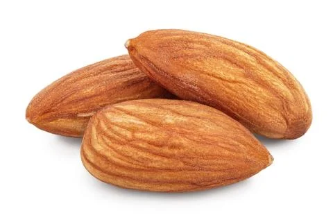 Almonds nuts isolated on white background with clipping path and full depth of Stock Photos