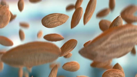Almonds Nuts Jumping in 4K Super slow motion Video stock 140004933