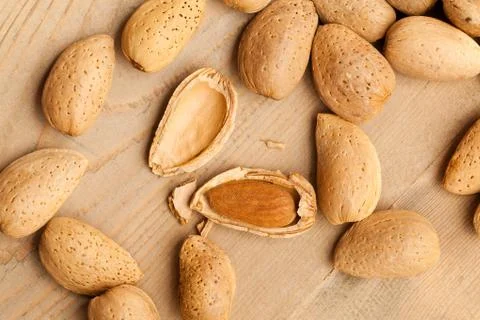 Almonds in nutshell Stock Photos