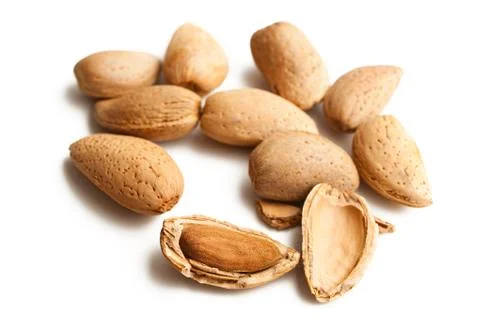Almonds in nutshell Stock Photos