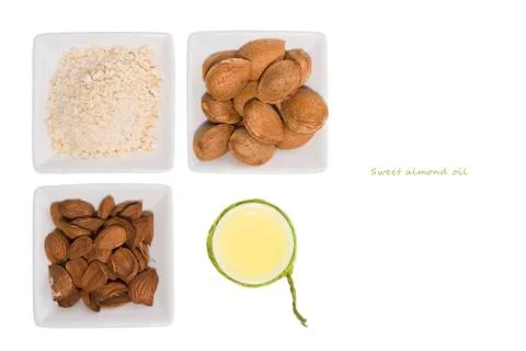 Almonds over white background. Stock Photos