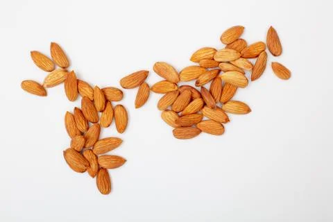 Almonds, Pattern of nuts form. Stock Photos