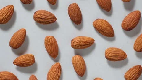 Almonds rotation on white background. 4k video 動画素材 150400989