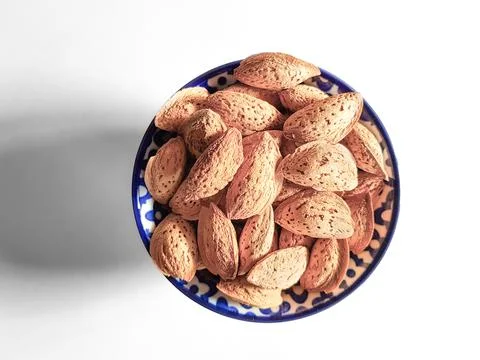 Almonds snack on white background Stock Photos