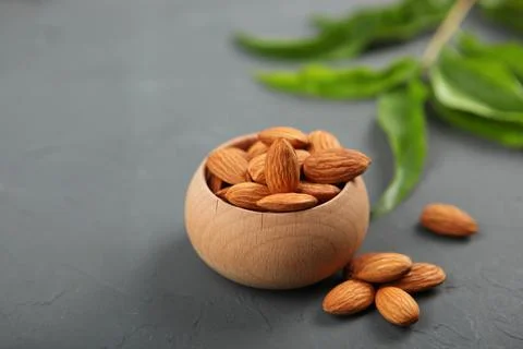 Almonds on the table close-up Stockfoto's