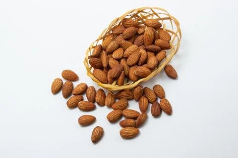 Almonds on a white background. Isolated almonds.  Stock Photos