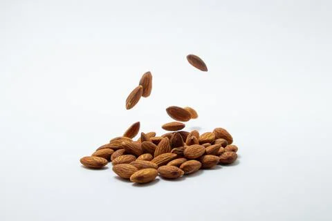 Almonds on a white background. Isolated almonds.  Stock Photos