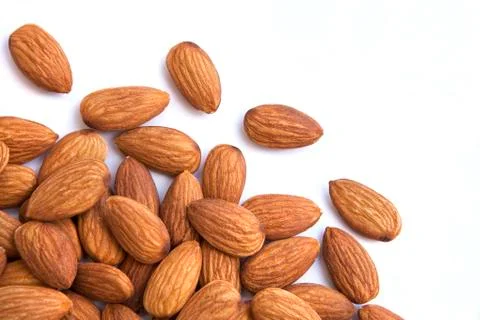Almonds on white background Stock Photos