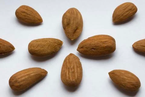 Almonds on white background Stock Photos