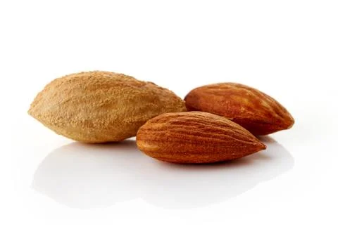 Almonds on white background Stock Photos