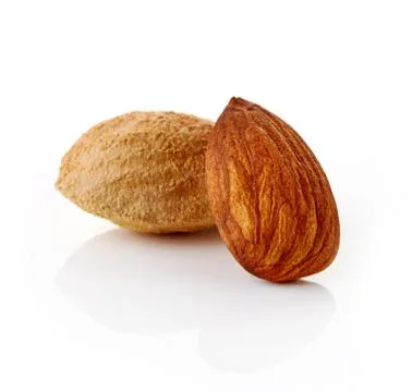 Almonds on white background Stock Photos