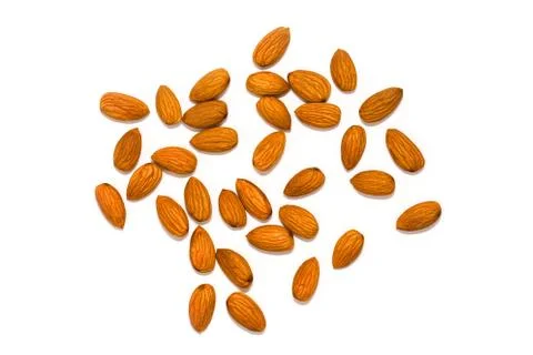 Almonds on a white background Stockfoto's