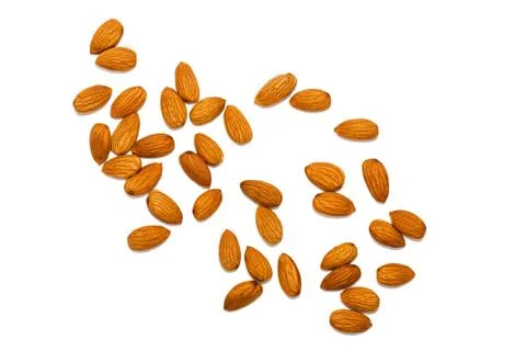 Almonds on a white background Stock Photos