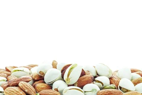 Almonds on white background. Stock Photos