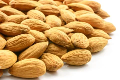 Almonds on white background Stock Photos