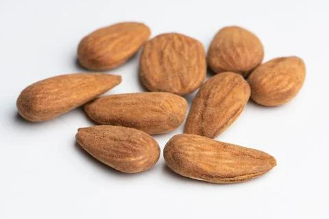Almonds on a white background Stock Photos