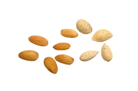 Almonds on white Stock Photos