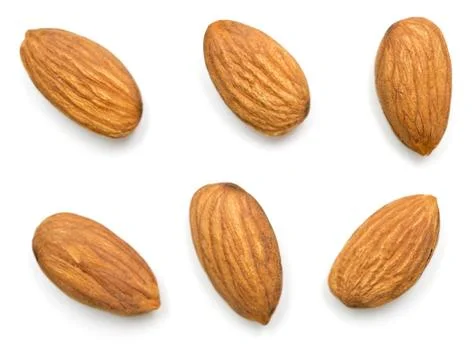 Almonds on white Stock Photos