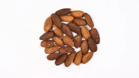 Almonds on a white table. Nut. Stop motion. 4k Stock-Footage 88398881