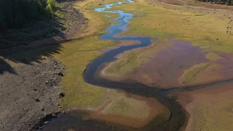Almost completely dried out Clear Lake in Oregon during a hot summer day. Stock Footage 200995173