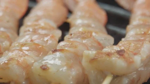 Almost cooked fried shrimp Stock Footage 92018562