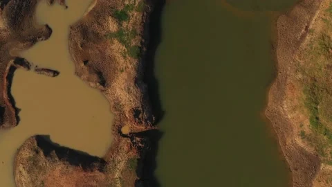 Almost dry lakes seen from above - drone view Stock Footage 158110158