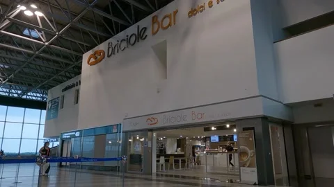 Almost empty bar at Milan Malpensa airport, due to Covid19 Stock Footage 154347967