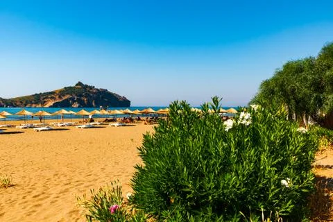Almost empty beach summer sea view Foto stock