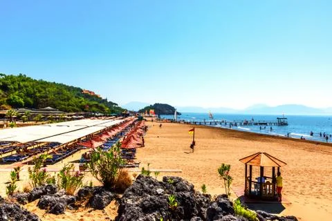 Almost empty beach summer sea view Foto stock