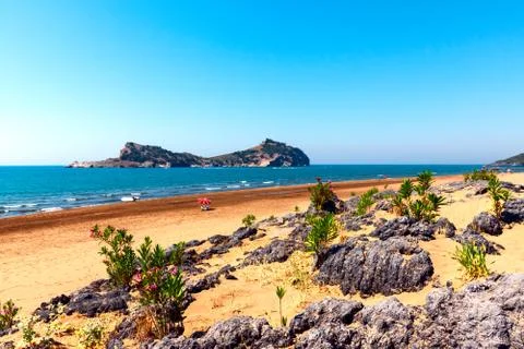 Almost empty beach summer sea view Foto stock