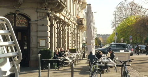 Almost empty Brant Empty cafe after Paris Attacks Stock Footage 57393980